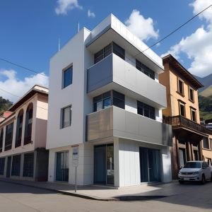 Fachada en alucobond con letras 3D metálicas